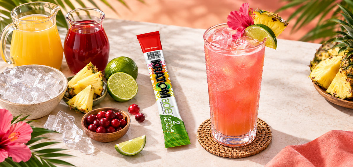 Bay Breeze With Kratom Drink Mix: A Pink Tropical Mocktail
