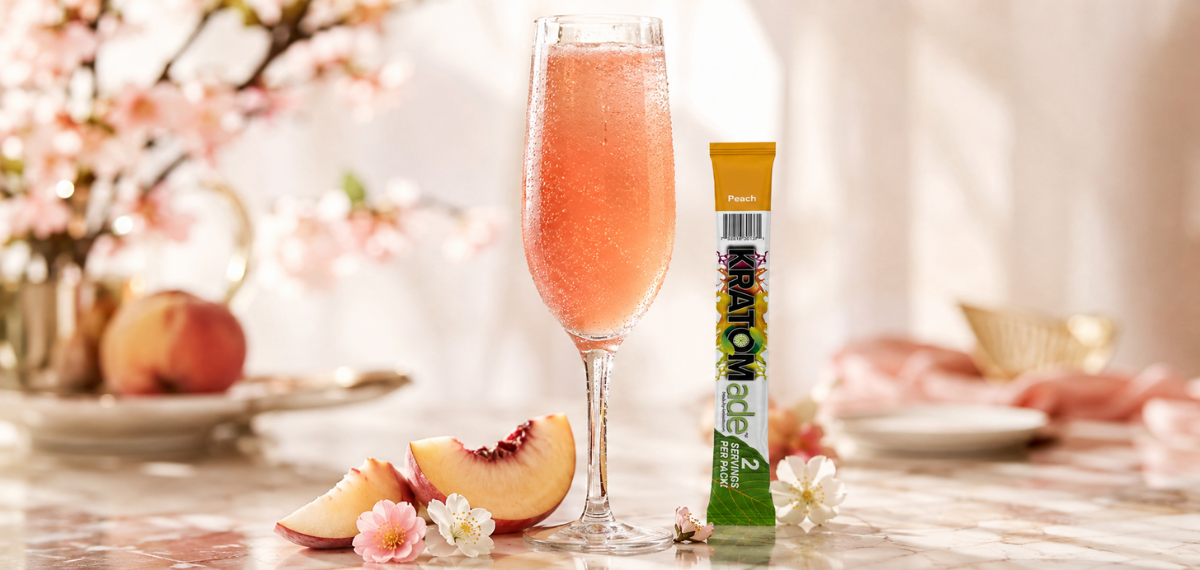 Bellini Rosé Mocktail With Kratom Drink Mix: A Pink Peachy Sipper