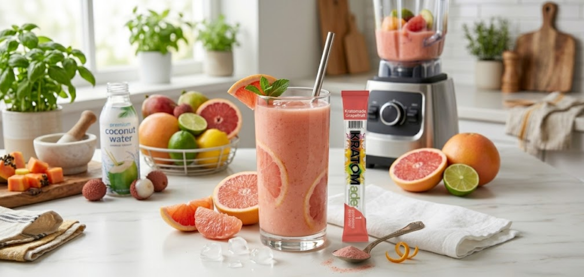 How to Blend a Fresh Grapefruit Smoothie with Kratom Drink Mix