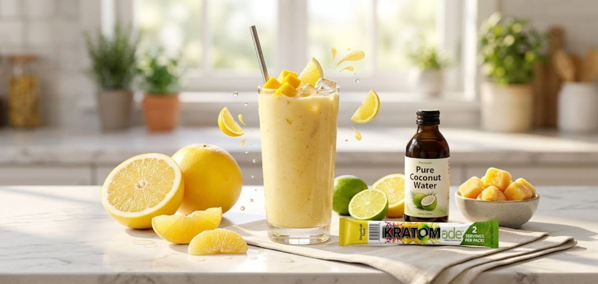 Make a Citrus Yellow Grapefruit Smoothie Using Kratom Drink Mix