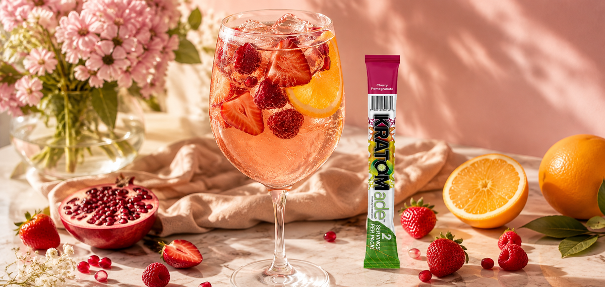 Sangria Rosé Mocktail with Kratom Drink Mix: A Soft Pink Fruity Classic