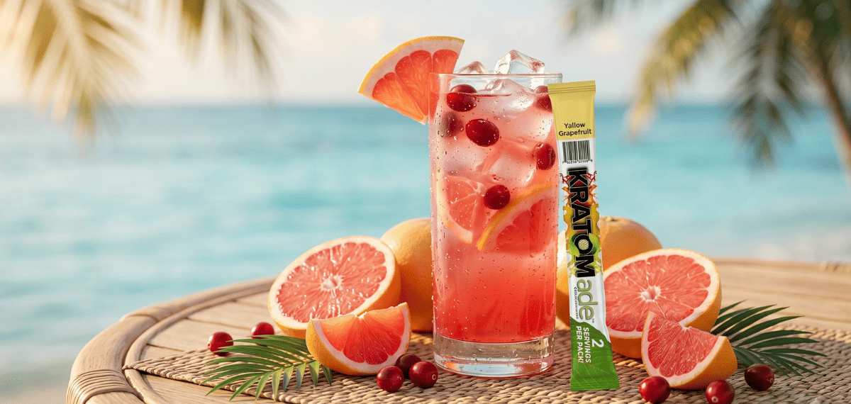 Sea Breeze With Kratom Drink Mix: A Pink Cranberry Island Mocktail